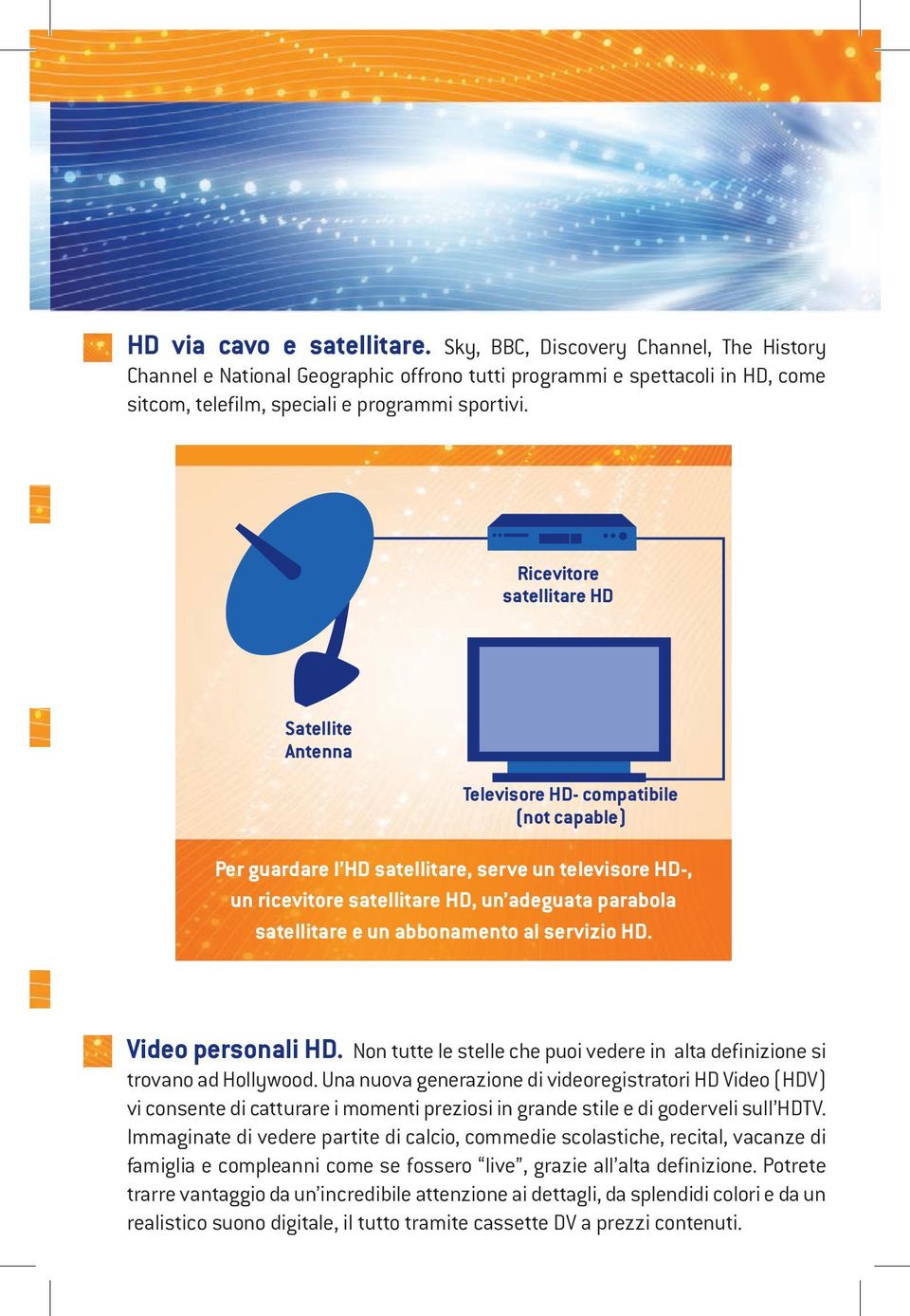 satellitare e un abbonamento al servizio HD. Video personali HD. Non tutte le stelle che puoi vedere in alta definizione si trovano ad Hollywood.