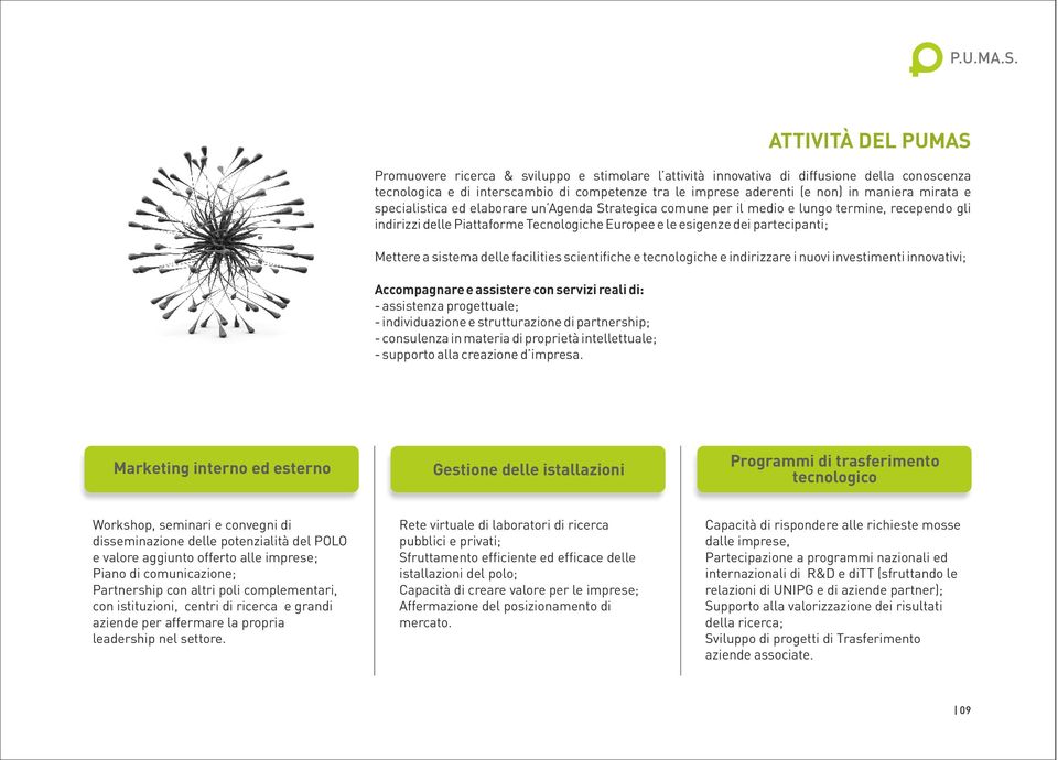 delle facilities scientifiche e tecnologiche e indirizzare i nuovi investimenti innovativi; Accompagnare e assistere con servizi reali di: - assistenza progettuale; - individuazione e strutturazione