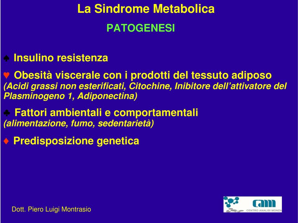 Inibitore dell attivatore del Plasminogeno 1, Adiponectina) Fattori