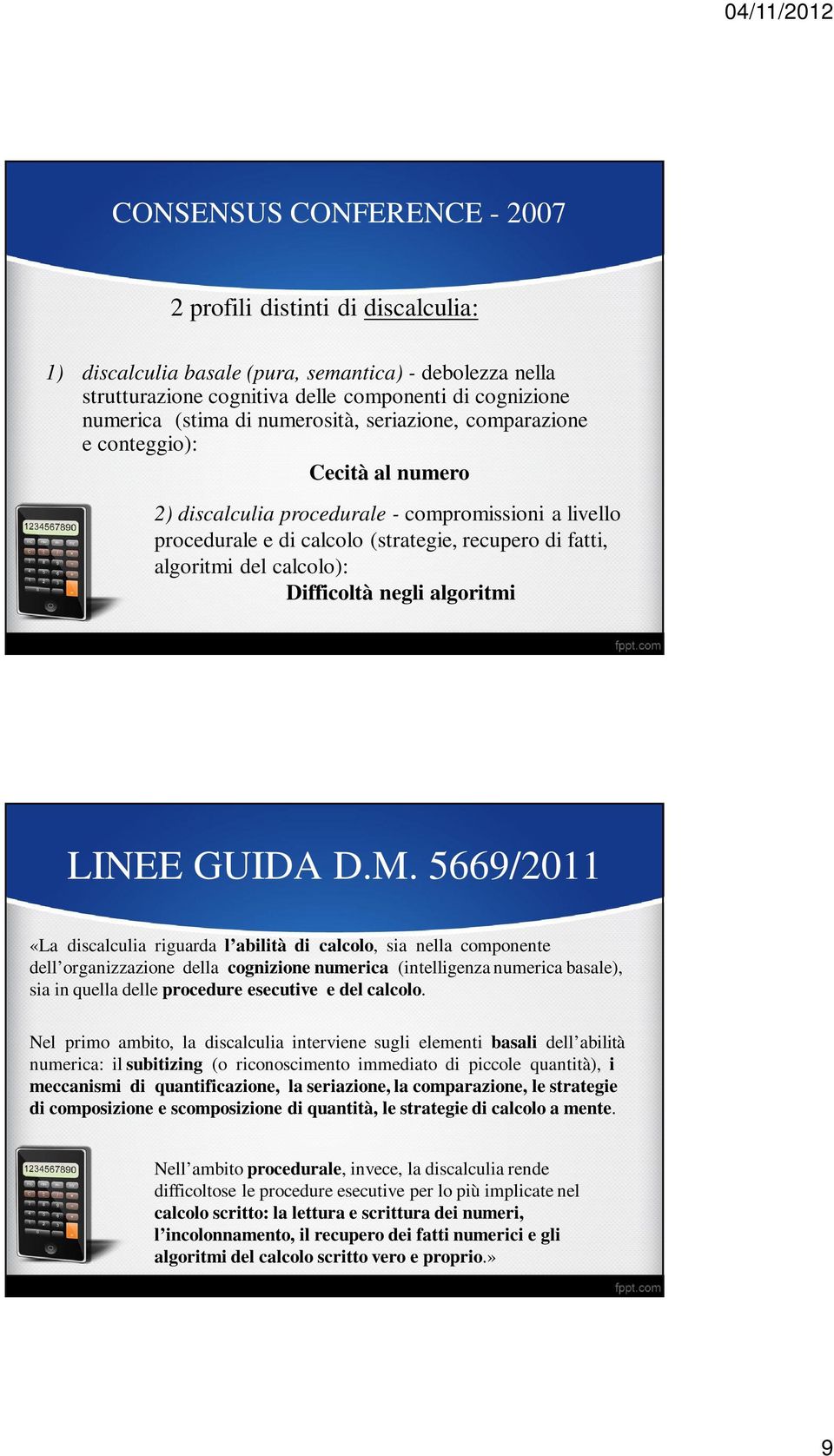 calcolo): Difficoltà negli algoritmi LINEE GUIDA D.M.