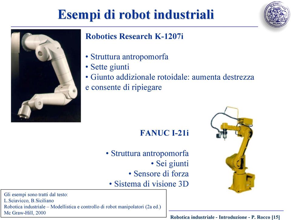 forza Sistema di visione 3D Gli esempi sono tratti dal testo: L.Sciavicco, B.