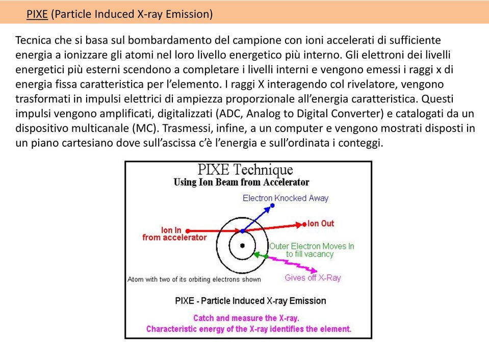 I raggi X interagendo col rivelatore, vengono trasformati in impulsi elettrici di ampiezza proporzionale all energia caratteristica.