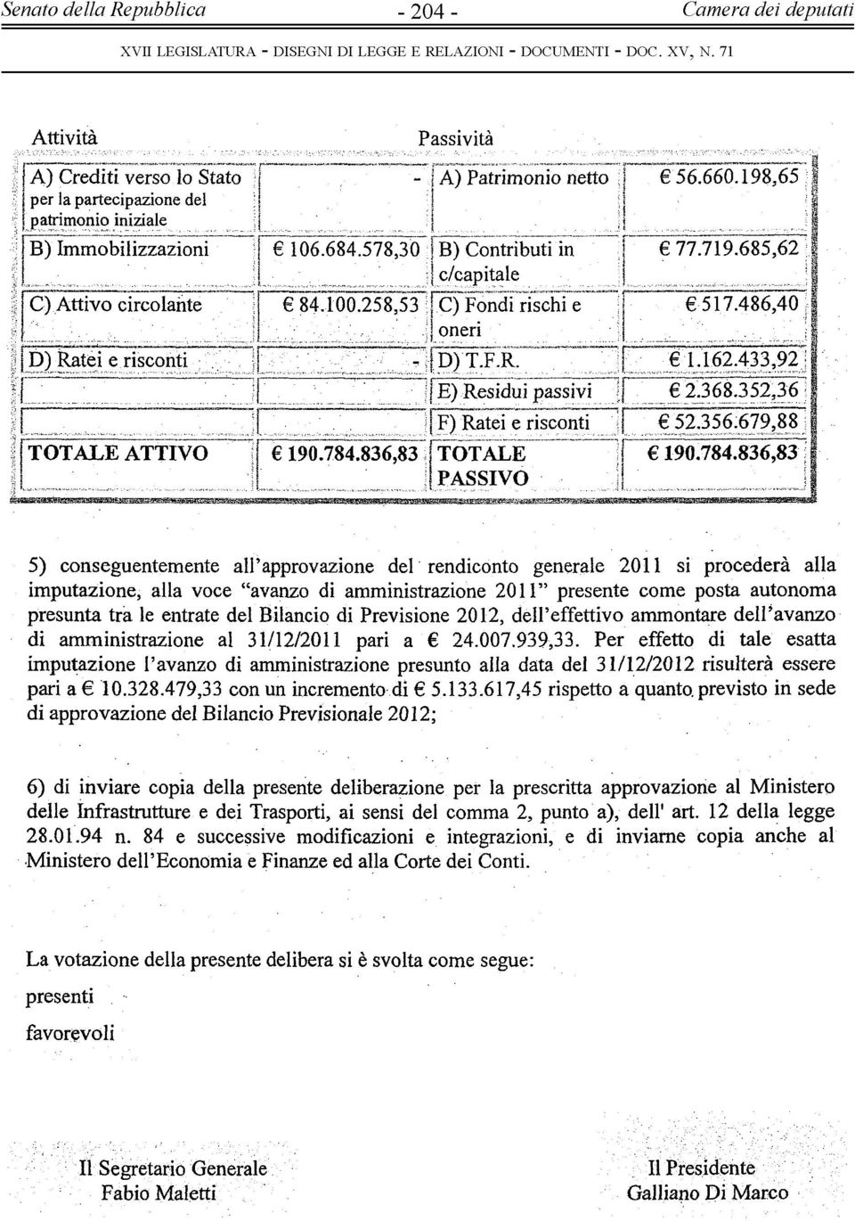 258,53 ; C) Fondi rischi e j 517.486,40.....;.... ;... j oneri D) Ratei e risconti. {' ' - i D) T.F.R... j... 1.162.433,92 ' ------- -, E) Residui passivi... 6 2.368.352,36 F) Ratei e risconti j... 52.