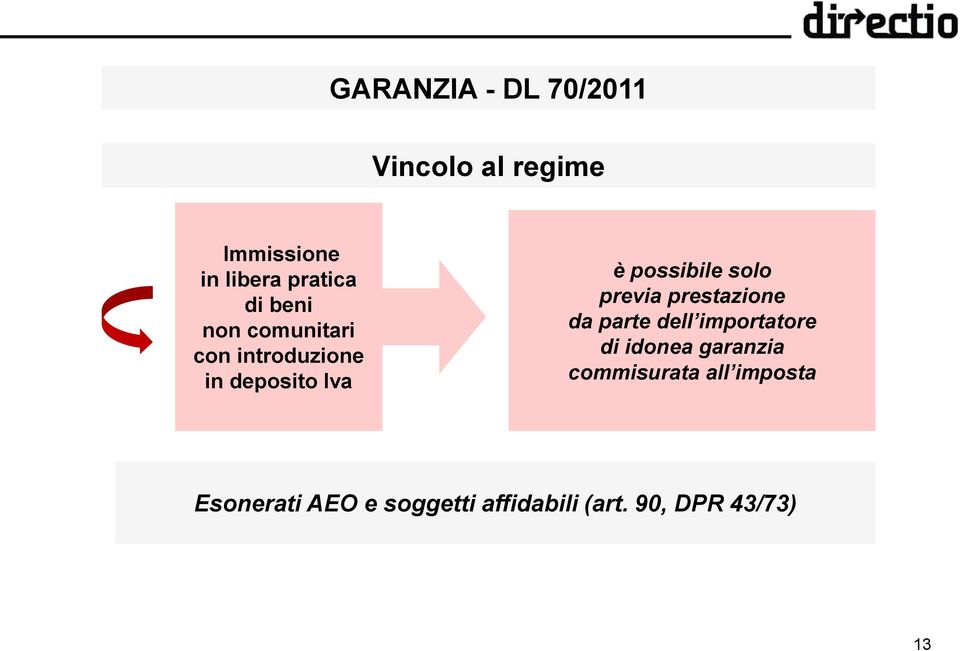 previa prestazione da parte dell importatore di idonea garanzia