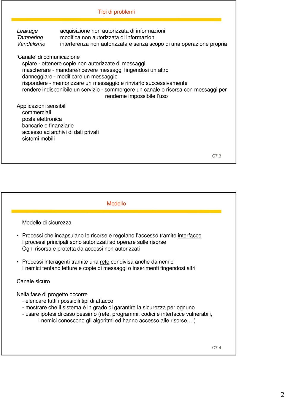 memorizzare un messaggio e rinviarlo successivamente rendere indisponibile un servizio - sommergere un canale o risorsa con messaggi per renderne impossibile l uso Applicazioni sensibili commerciali