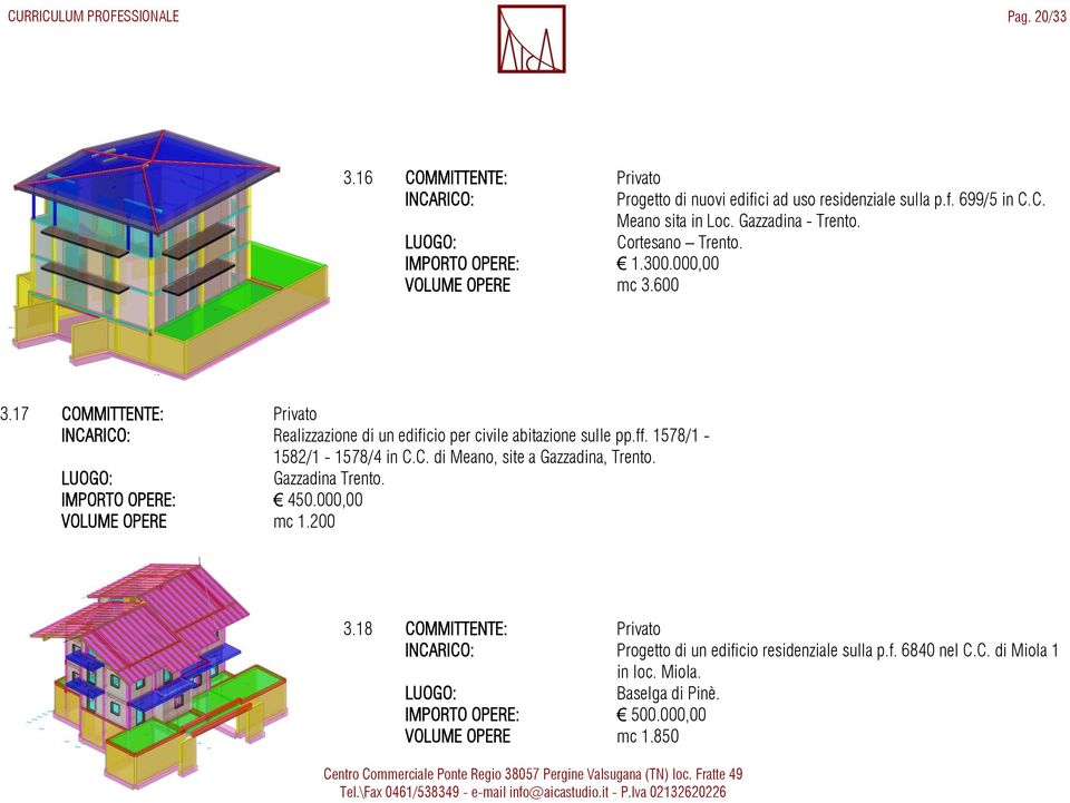 17 COMMITTENTE: Privato Realizzazione di un edificio per civile abitazione sulle pp.ff. 1578/1-1582/1-1578/4 in C.C. di Meano, site a Gazzadina, Trento.