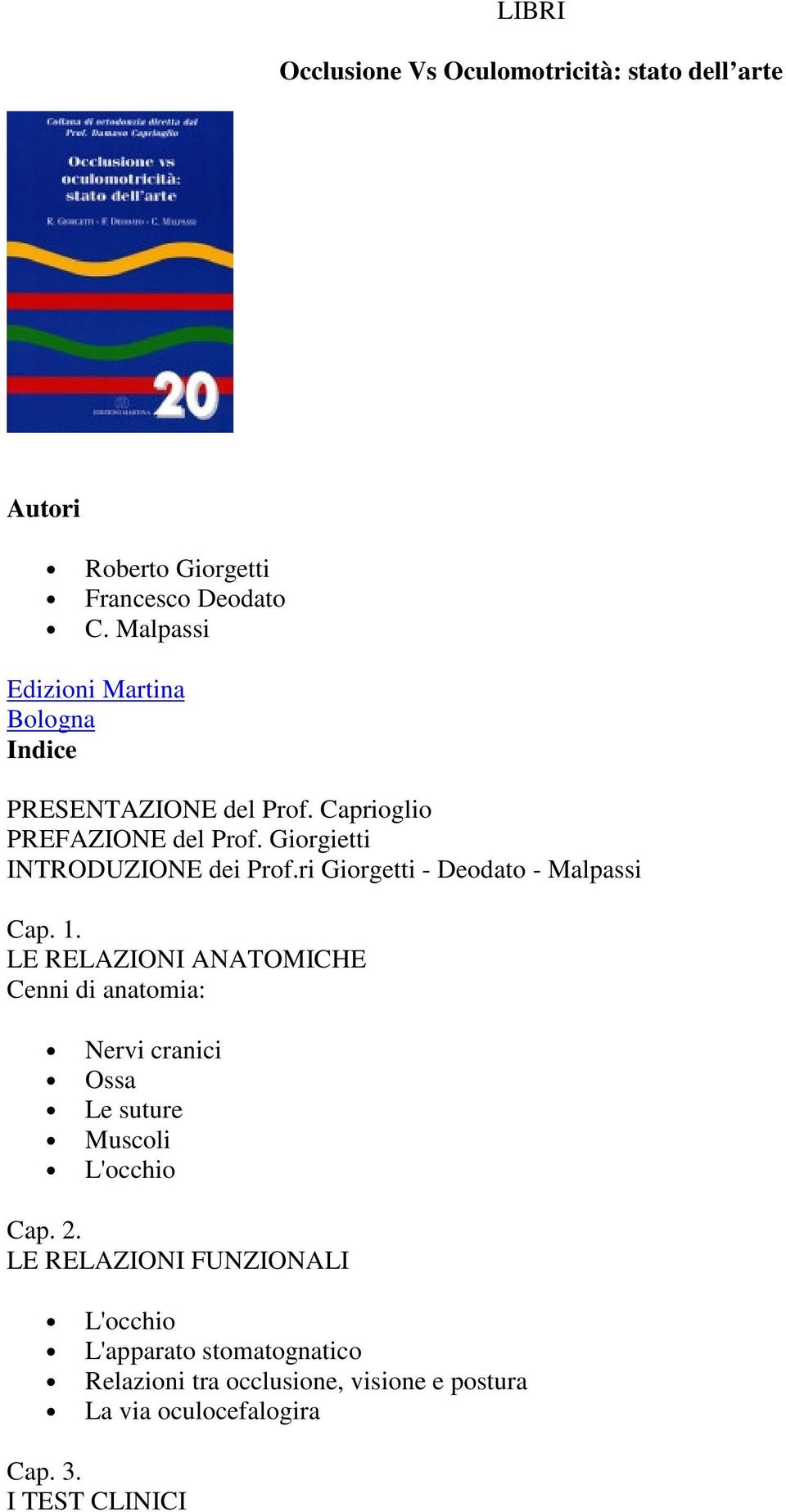 Giorgietti INTRODUZIONE dei Prof.ri Giorgetti - Deodato - Malpassi Cap. 1.