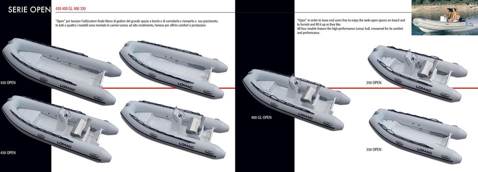 Open in order to leave end users free to enjoy the wide-open spaces on board and to furnish and fill it up as they like.