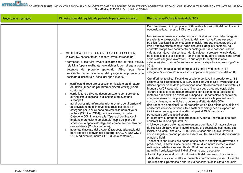 certificato di regolare esecuzione rilasciato dal direttore dei lavori (superfluo per lavori di piccola entità) (Copia conforme); copia fatture o diversa documentazione corrispondente all acquisto di