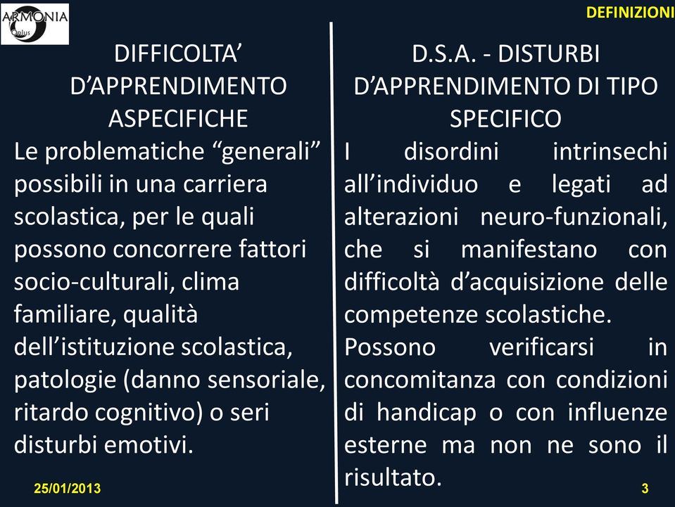 DEFINIZIONI D.S.A.