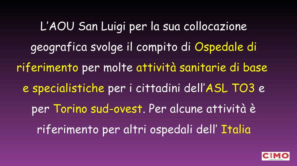 base e specialistiche per i cittadini dell ASL TO3 e per Torino