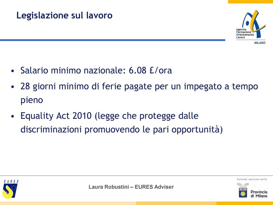 impegato a tempo pieno Equality Act 2010 (legge che