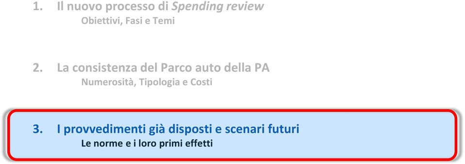 La consistenza del Parco auto della PA Numerosità,