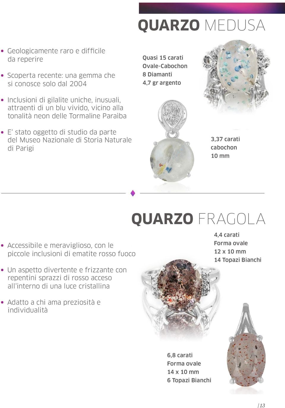 Parigi 3,37 carati cabochon 10 mm QUARZO FRAGOLA Accessibile e meraviglioso, con le piccole inclusioni di ematite rosso fuoco Un aspetto divertente e frizzante con repentini sprazzi di