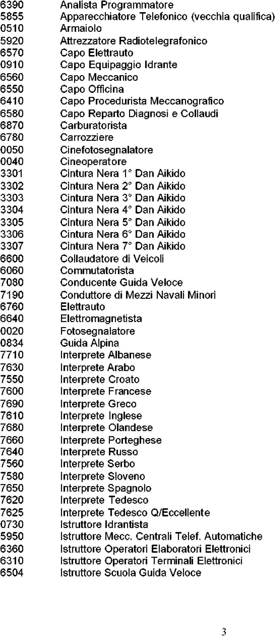 Meccanico Capo Officina Capo Procedurista Meccanografico Capo Reparto Diagnosi e Collaudi Carburatorista Carrozziere Cinefotosegnalatore Cineoperatore Cintura Nera 1 Dan Aikido Cintura Nera 2 Dan