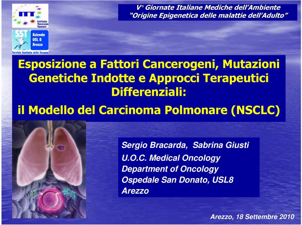 Differenziali: il Modello del Carcinoma Polmonare (NSCLC) Sergio Bracarda, Sabrina Giusti U.O.