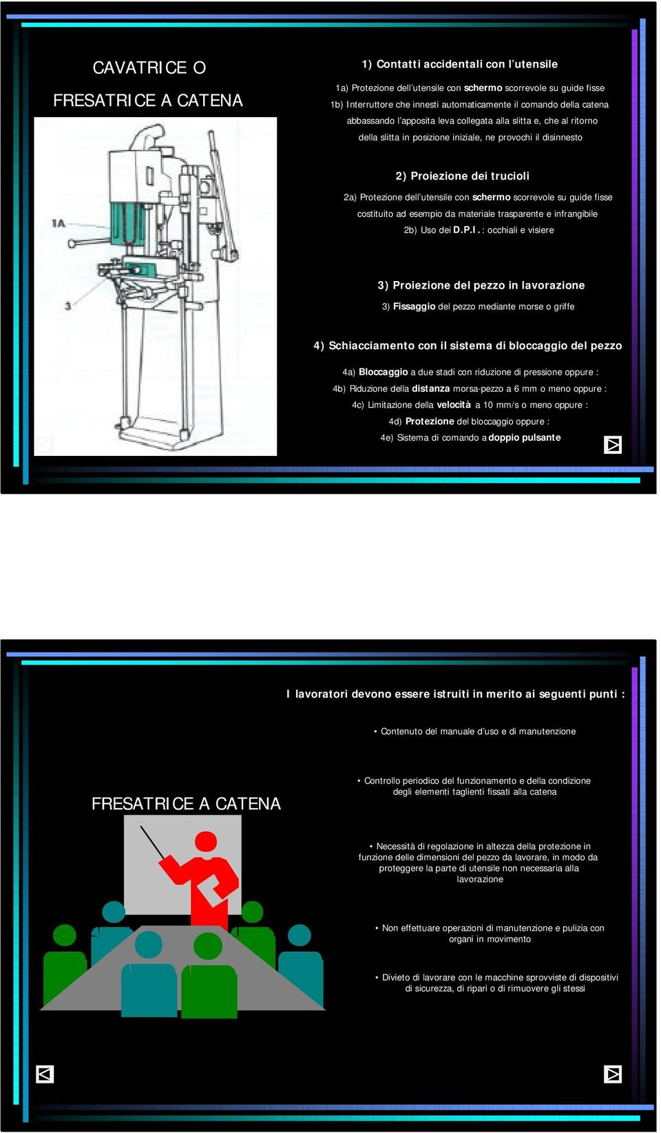 schermo scorrevole su guide fisse costituito ad esempio da materiale trasparente e infrangibile 2b) Uso dei D.P.I.