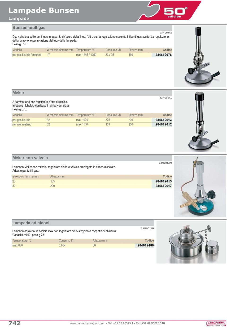 per gas liquido / metano 17 max 1245 / 1250 33 / 95 160 284612676 Meker 22MG01AL A fiamma forte con regolatore d'aria e reticolo. In ottone nichelato con base in ghisa verniciata. Peso g 375.