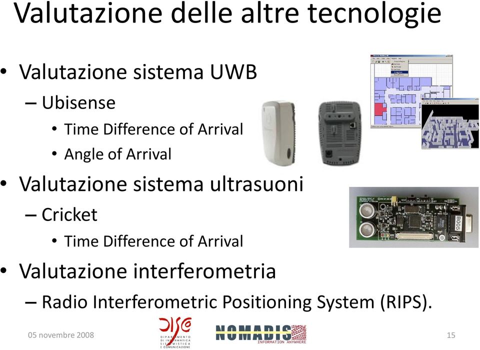 ultrasuoni Cricket Time Difference of Arrival Valutazione