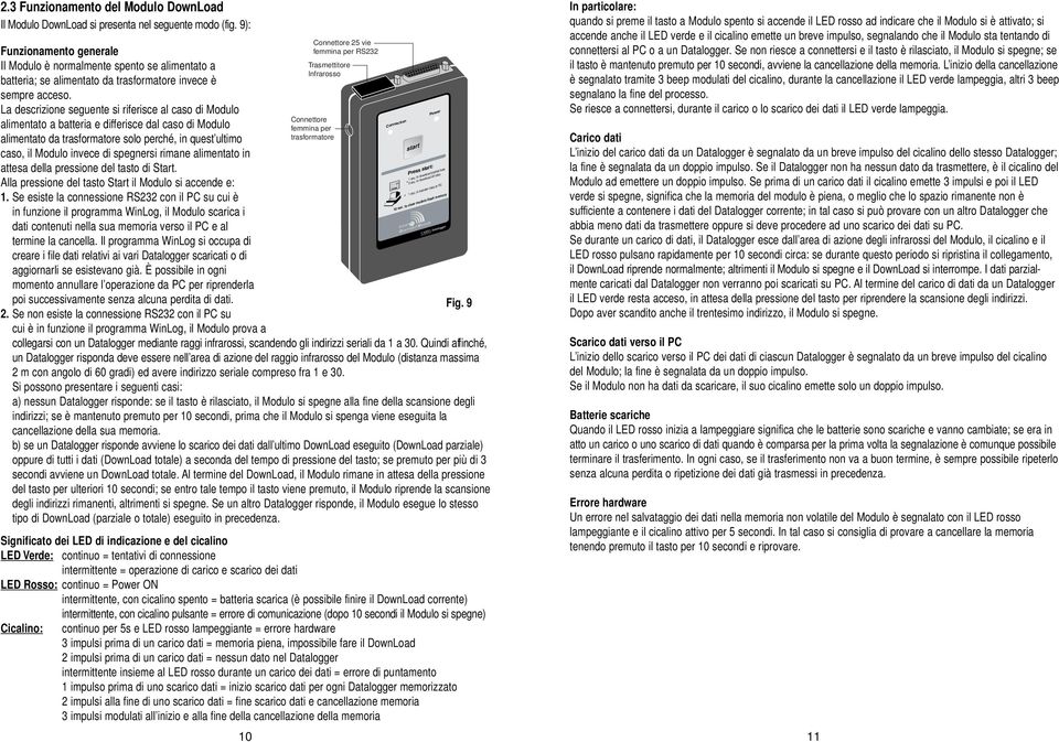 La descrizione seguente si riferisce al caso di Modulo alimentato a batteria e differisce dal caso di Modulo alimentato da trasformatore solo perché, in quest ultimo caso, il Modulo invece di