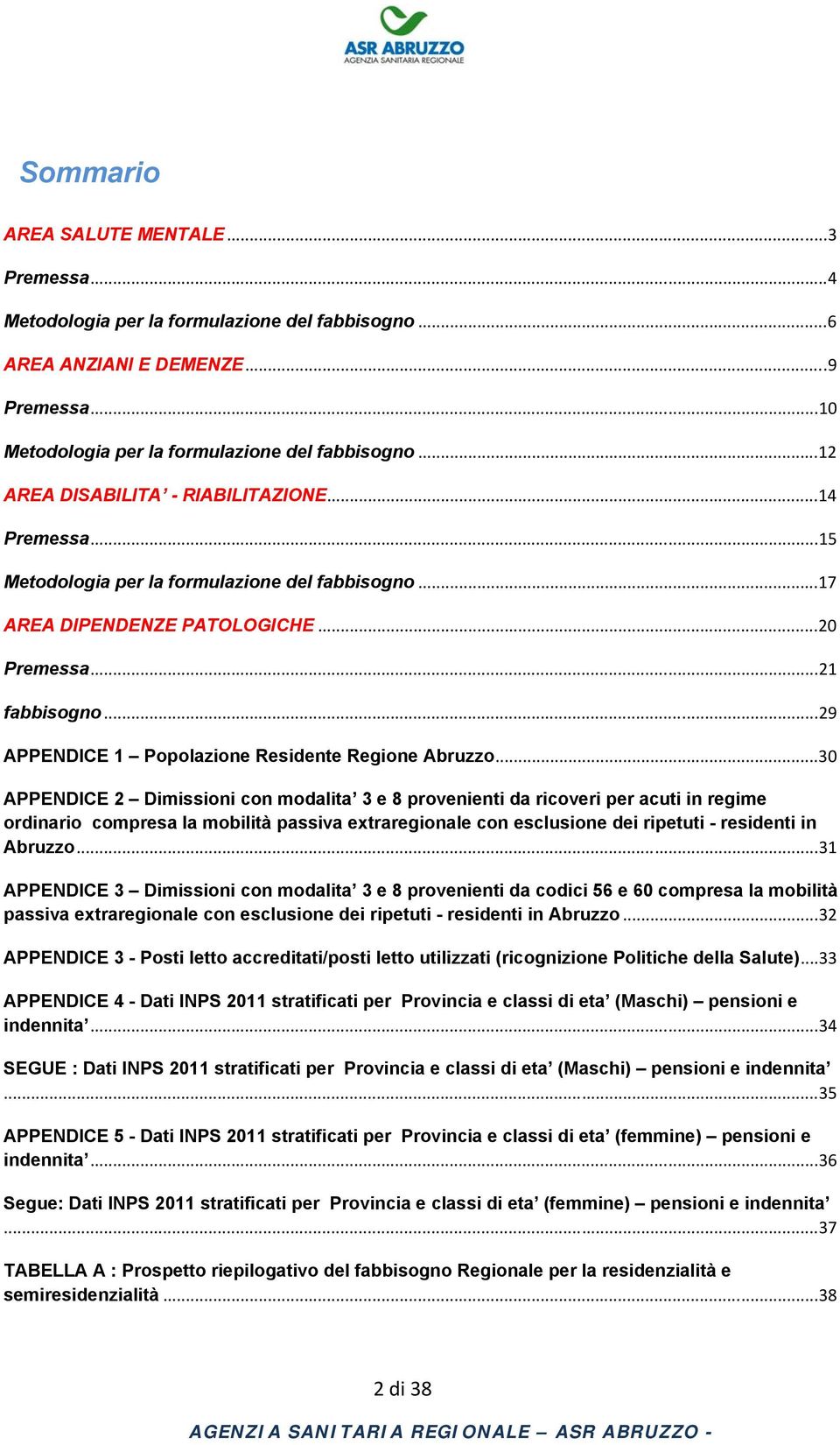 ..29 APPENDICE 1 Popolazione Residente Regione Abruzzo.