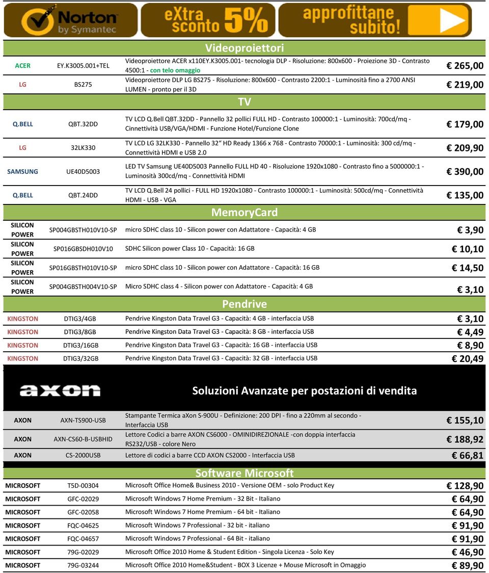 001- tecnologia DLP - Risoluzione: 800x600 - Proiezione 3D - Contrasto 4500:1 - con telo omaggio Videoproiettore DLP LG BS275 - Risoluzione: 800x600 - Contrasto 2200:1 - Luminosità fino a 2700 ANSI