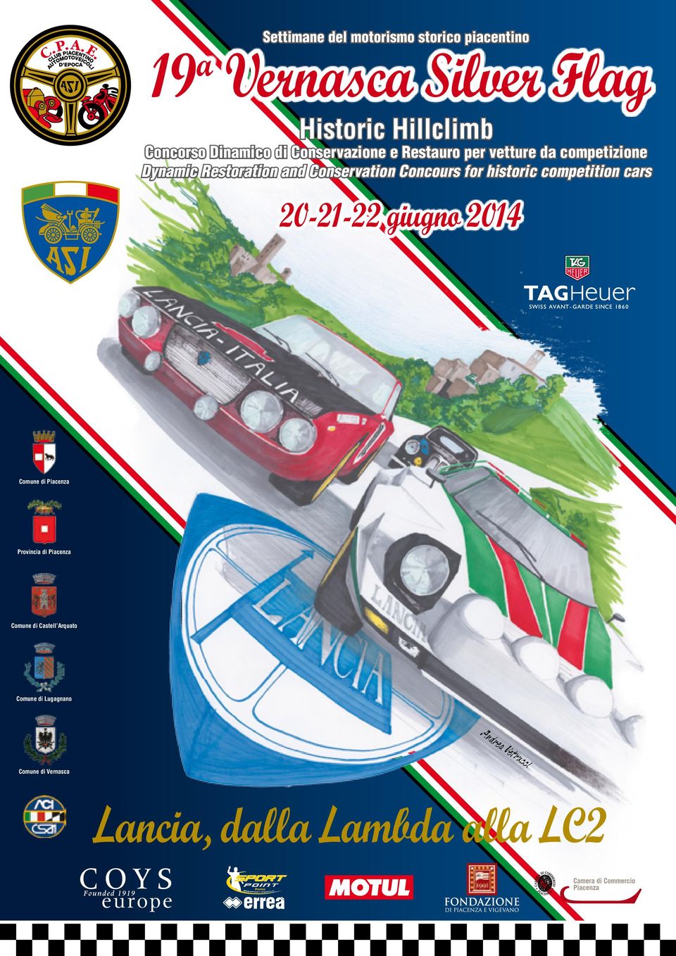 Concours for historic competition cars 20-21-22 giugno 2014 Comune di Piacenza Provincia di Piacenza