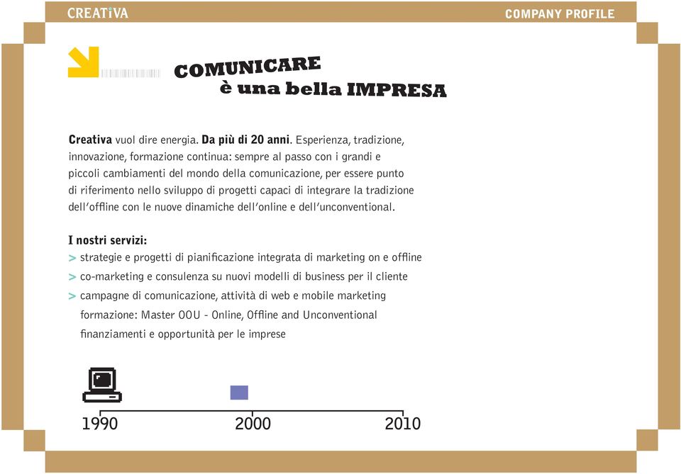 riferimento nello sviluppo di progetti capaci di integrare la tradizione dell offline con le nuove dinamiche dell online e dell unconventional.