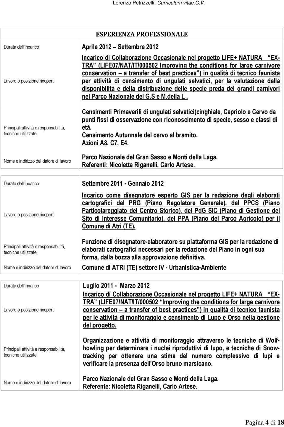 distribuzione delle specie preda dei grandi carnivori nel Parco Nazionale del G.S e M.della L.