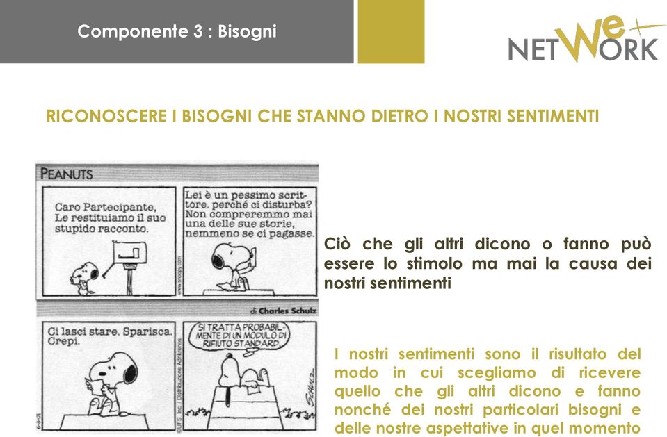 nostri sentimenti sono il risultato del modo in cui scegliamo di ricevere quello che gli