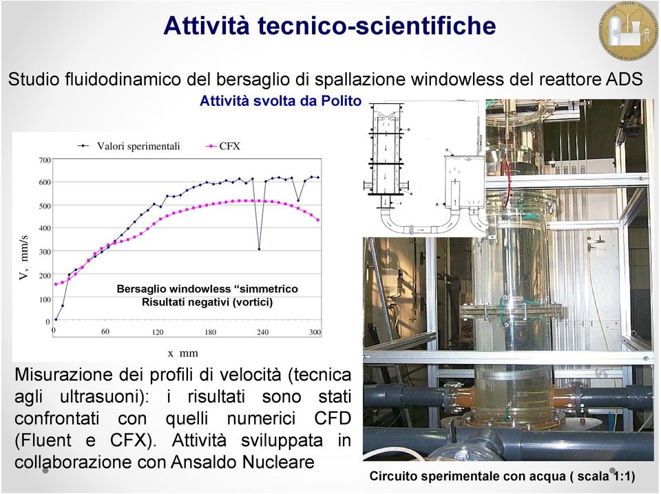 velocità (tecnica agli ultrasuoni): i risultati sono stati confrontati con quelli numerici CFD