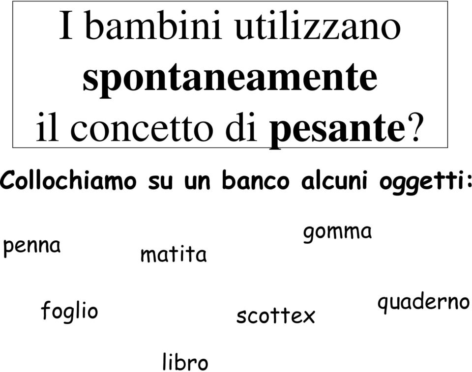 Collochiamo su un banco alcuni