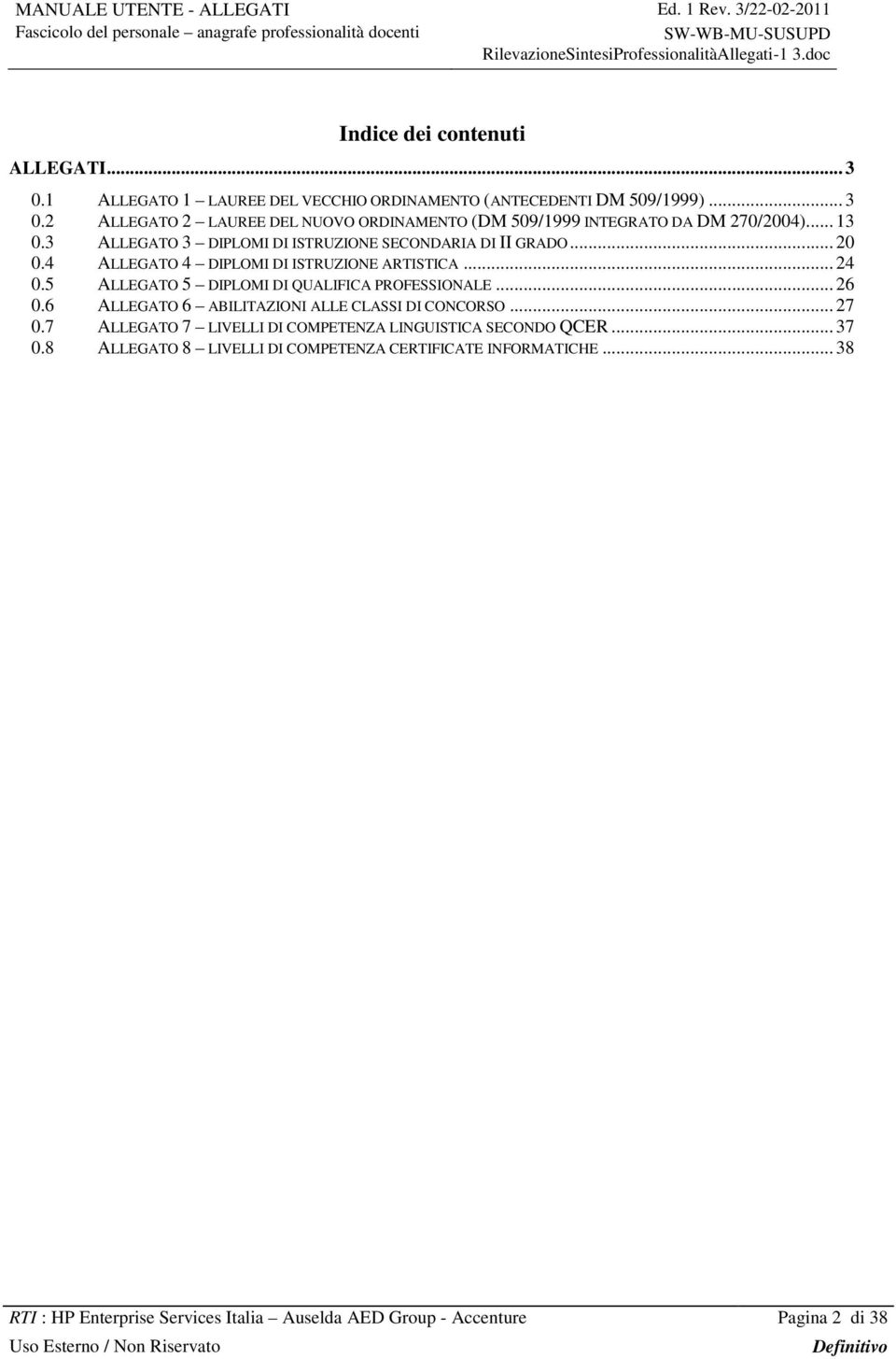 5 ALLEGATO 5 DIPLOMI DI QUALIFICA PROFESSIONALE... 26 0.6 ALLEGATO 6 ABILITAZIONI ALLE CLASSI DI CONCORSO... 27 0.