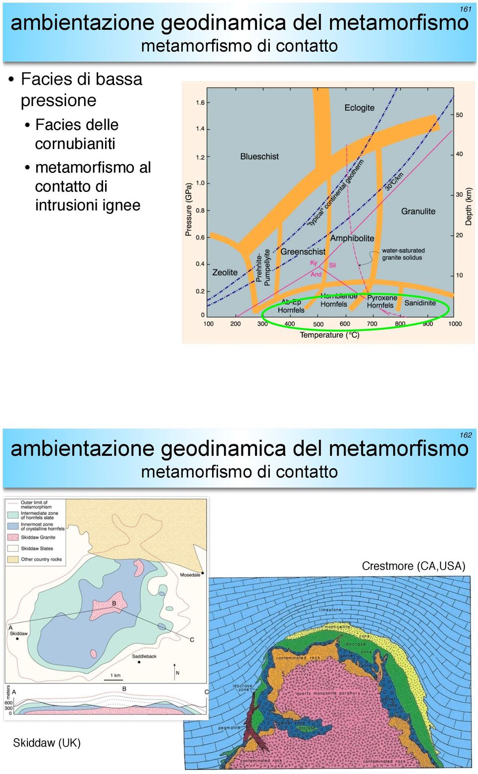 ambientazione geodinamica del metamorfismo metamorfismo di contatto 162 Facies di bassa