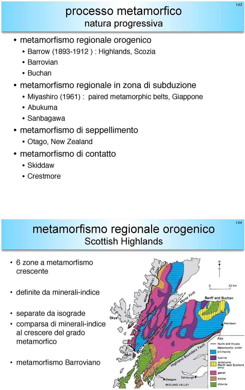 seppellimento Otago, New Zealand metamorfismo di contatto Skiddaw Crestmore metamorfismo regionale orogenico Scottish Highlands 144 6 zone a