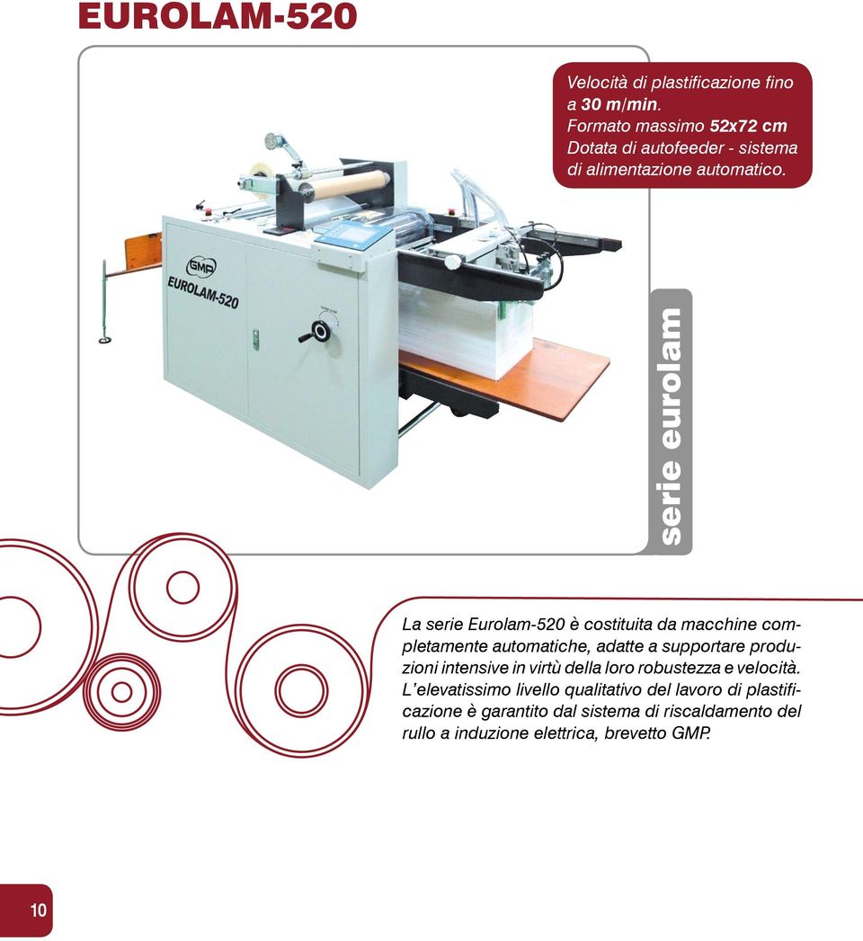 serie eurolam La serie Eurolam-520 è costituita da macchine completamente automatiche, adatte a supportare