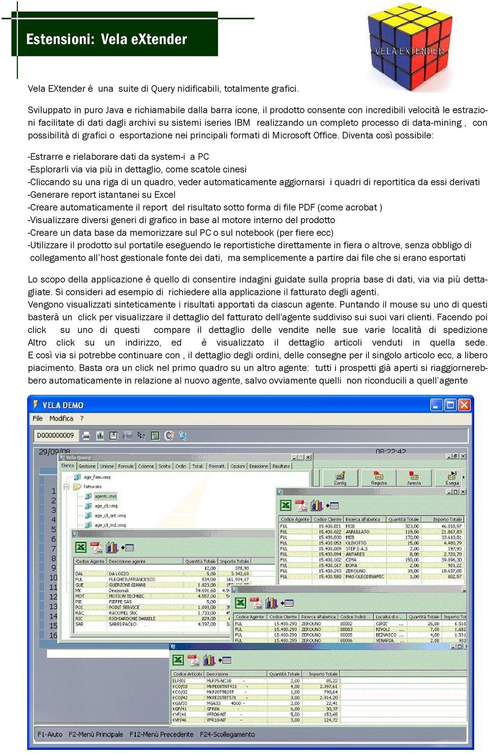 processo di data-mining, con possibilità di grafici o esportazione nei principali formati di Microsoft Office.