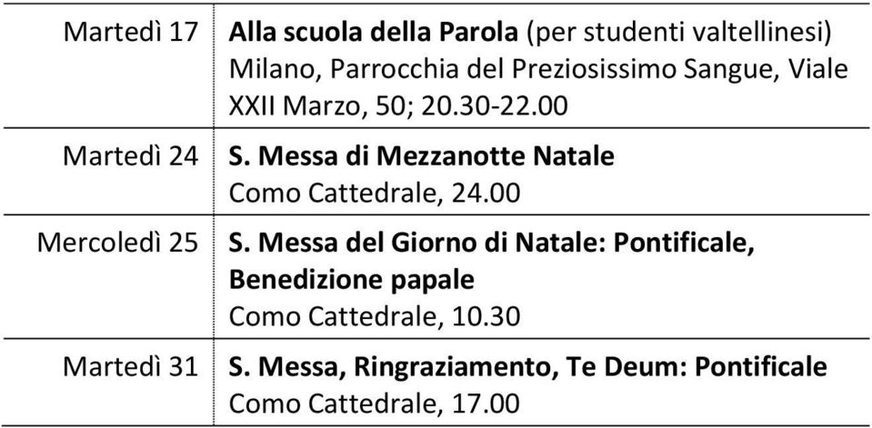 Messa di Mezzanotte Natale Como Cattedrale, 24.00 S.