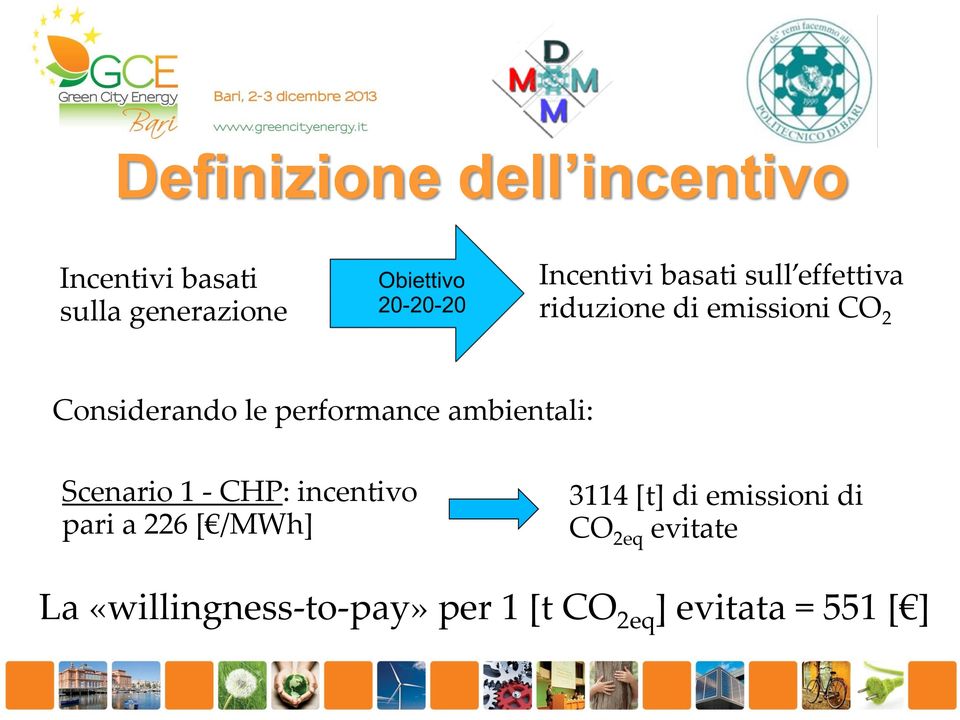 performance ambientali: Scenario 1 - CHP: incentivo pari a 226 [ /MWh] 3114