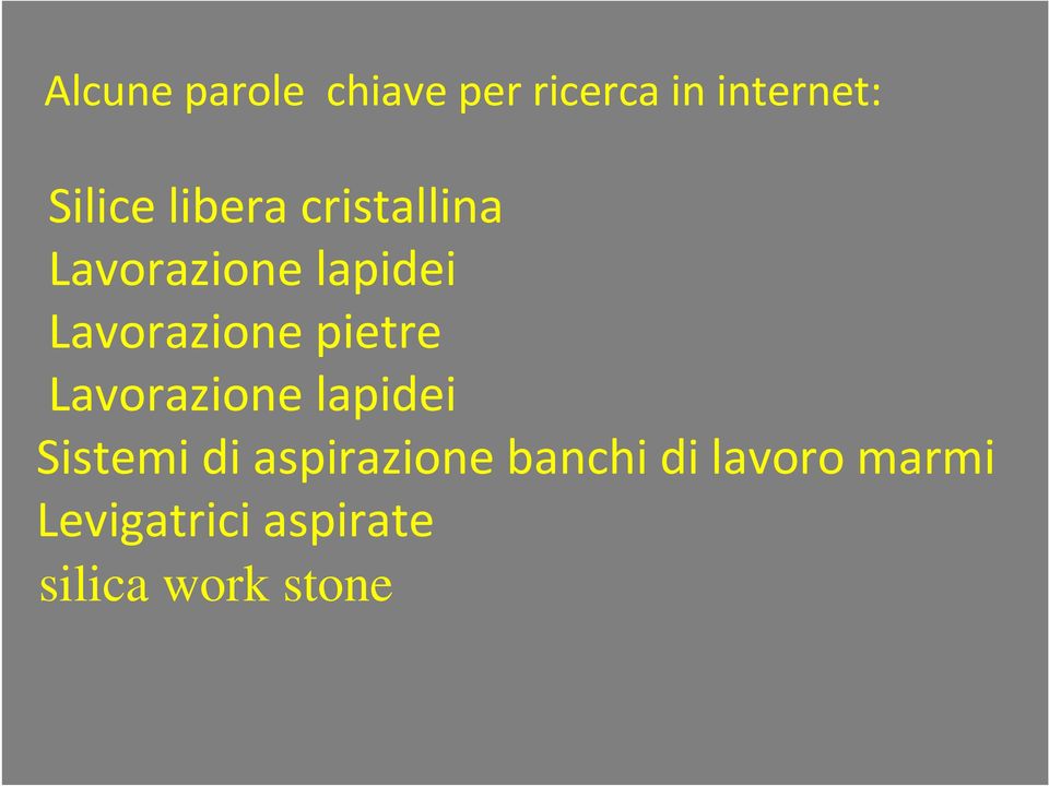 pietre Lavorazione lapidei Sistemi di aspirazione