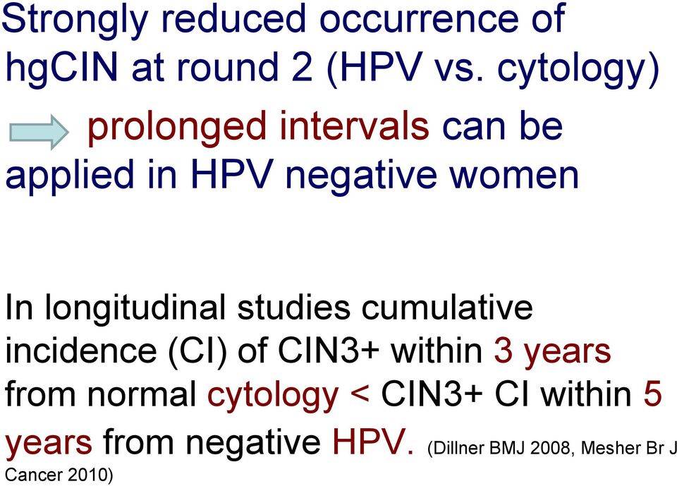 longitudinal studies cumulative incidence (CI) of CIN3+ within 3 years from