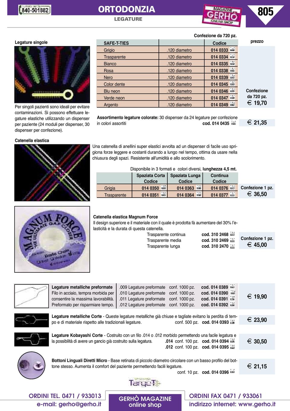 SAFE-T-TIES Codice Grigio.120 diametro 014 0333 Trasparente.120 diametro 014 0334 Bianco.120 diametro 014 0335 Rosa.120 diametro 014 0338 Nero.120 diametro 014 0339 Color dente.