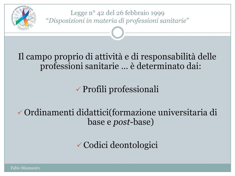 professioni sanitarie è determinato dai: Profili professionali