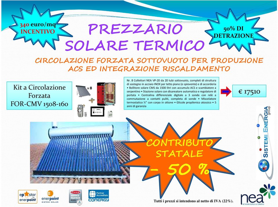 accorderia Bollitore solare CMS da 1500 litri con accumulo ACS e scambiatore a serpentino Stazione solare con disareatore automatico e