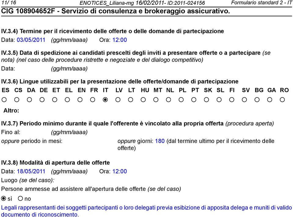 05/2011 (gg/mm/aaaa) Ora: 12:00 IV.3.