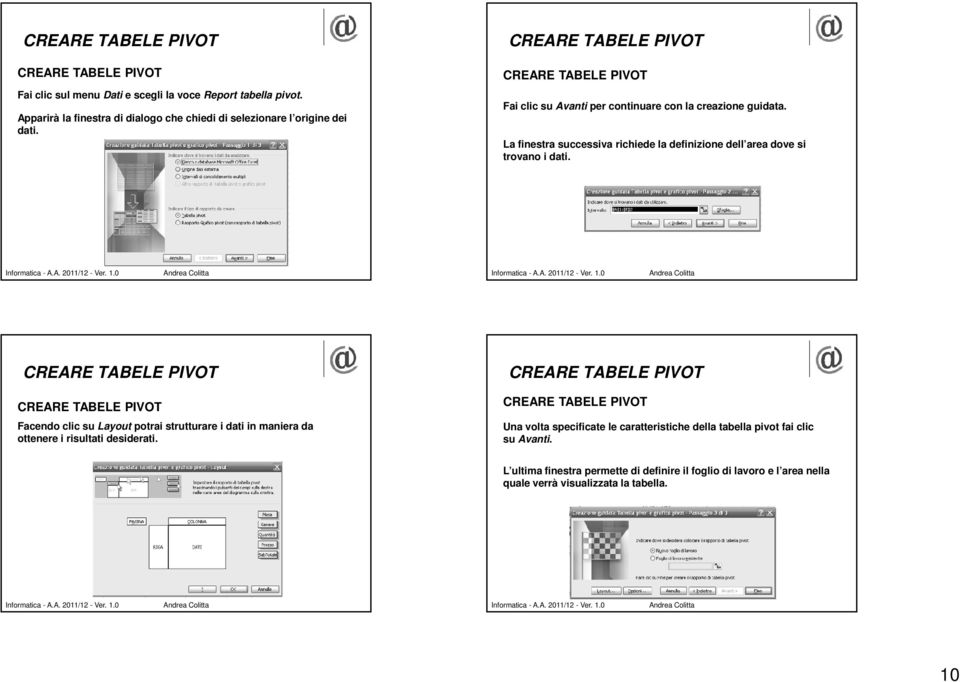 Facendo clic su Layout potrai strutturare i dati in maniera da ottenere i risultati desiderati.