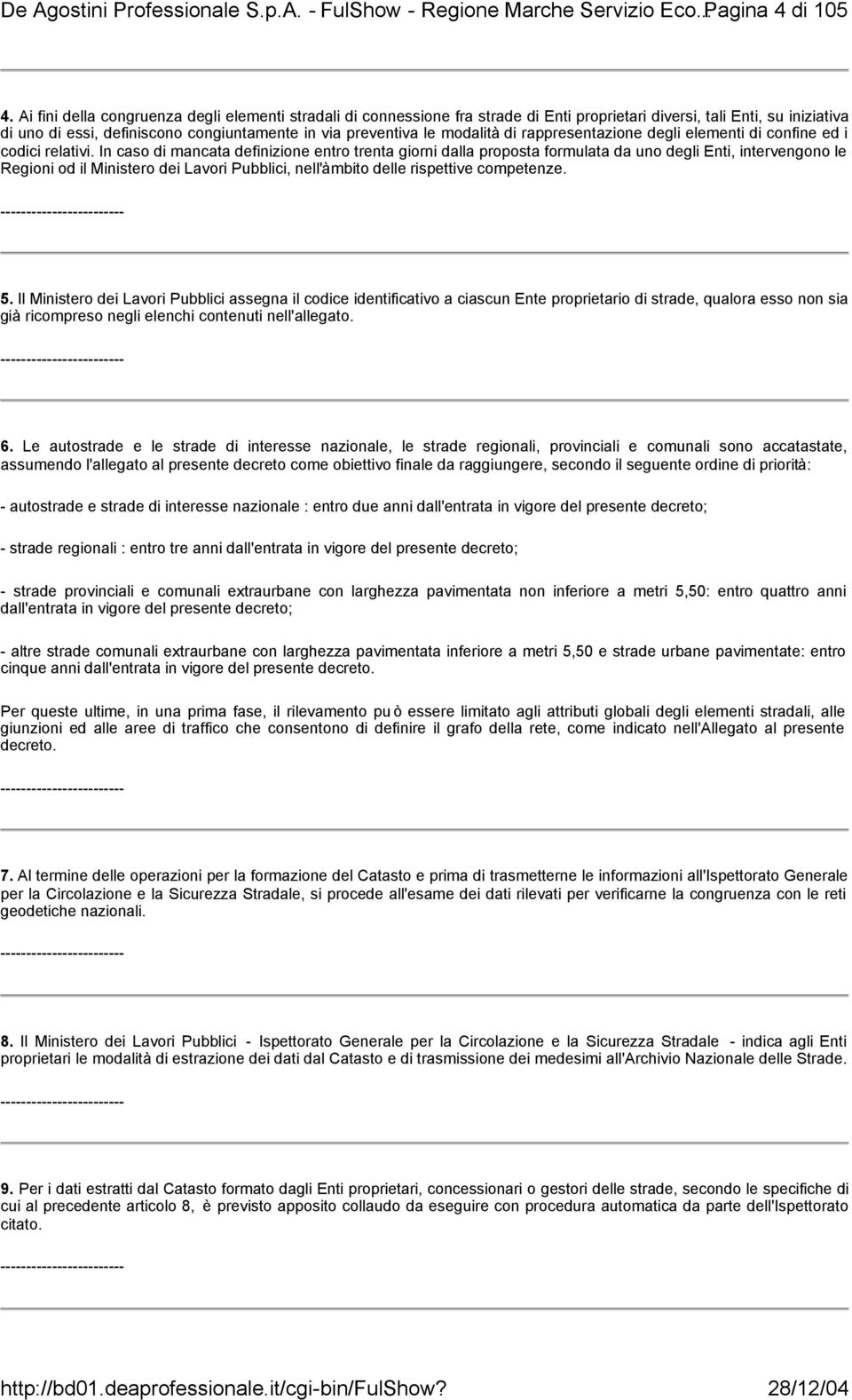 modalità di rappresentazione degli elementi di confine ed i codici relativi.