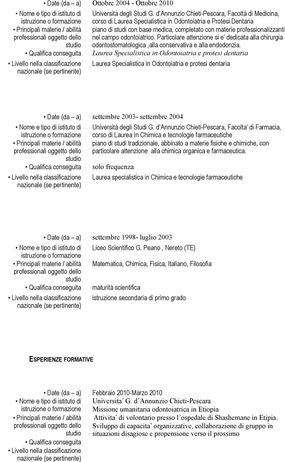 odontoiatrico. Particolare attenzione si e dedicata alla chirurgia odontostomatologica,alla conservativa e alla endodonzia.