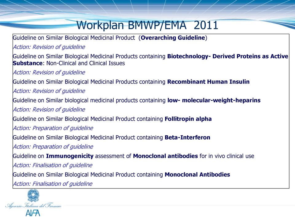 guideline Guideline on Similar biological medicinal products containing low- molecular-weight-heparins Action: Revision of guideline Guideline on Similar Biological Medicinal Product containing