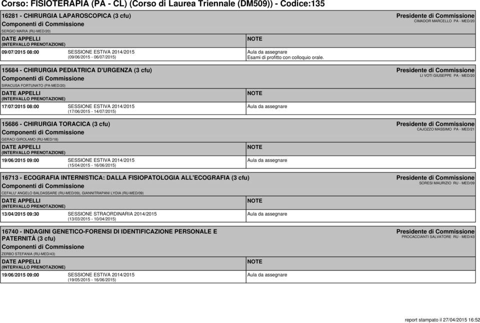 cfu) GERACI GIROLAMO (RU-MED/18) 19/06/2015 09:00 SESSIONE ESTIVA 2014/2015 (15/04/2015-16/06/2015) Esami di profitto con colloquio orale.